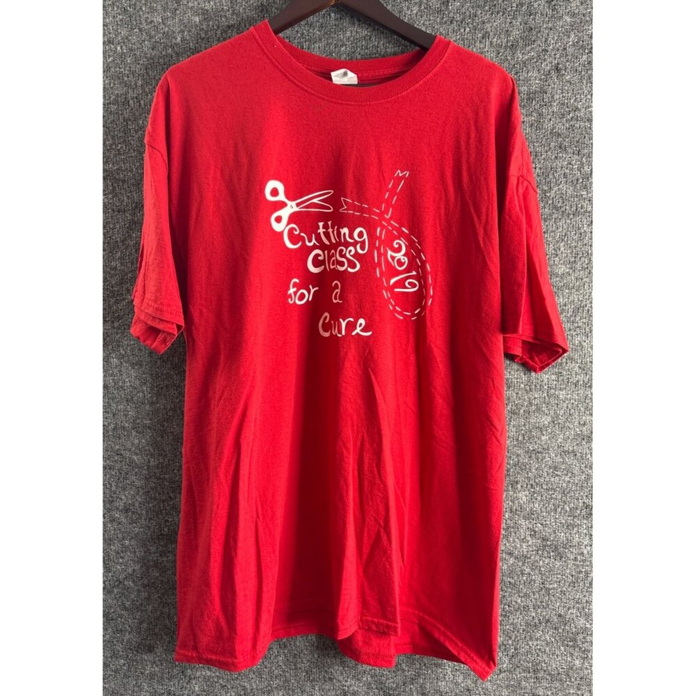 Cutting Class For A Cure 2019 Red T-Shirt Jerzees Dri-Power 2XL Cotton Blend